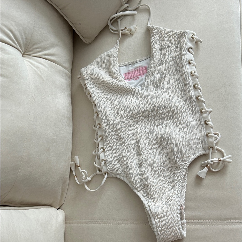 Victoria Secret White Lace-Up Swimsuit